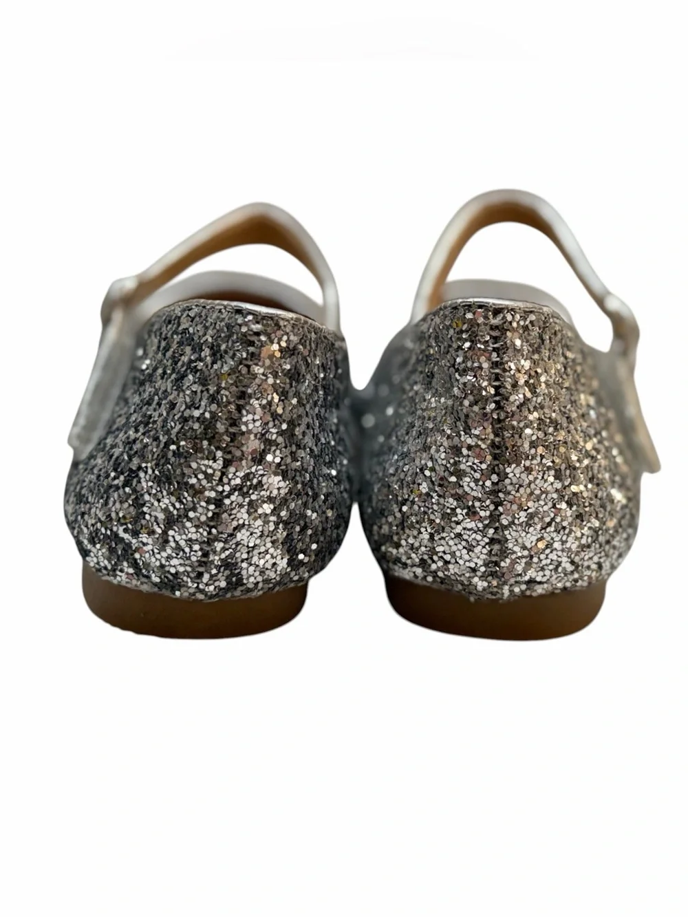 THEE BRON AG213 Frosty Silver Glitter Mary Jane Flats Girls Size 8M NWOB